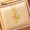 Couple Fish Necklace Double Rhinestone Pendant Lightweight Hypoallergenic Women Jewelry