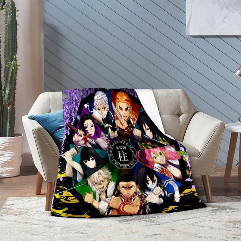 Japanese manga artist Koyoharu Gotouge's Demon Slayer blanket Soft and portable four season home bed, office travel, lunch break, warm blanket K24