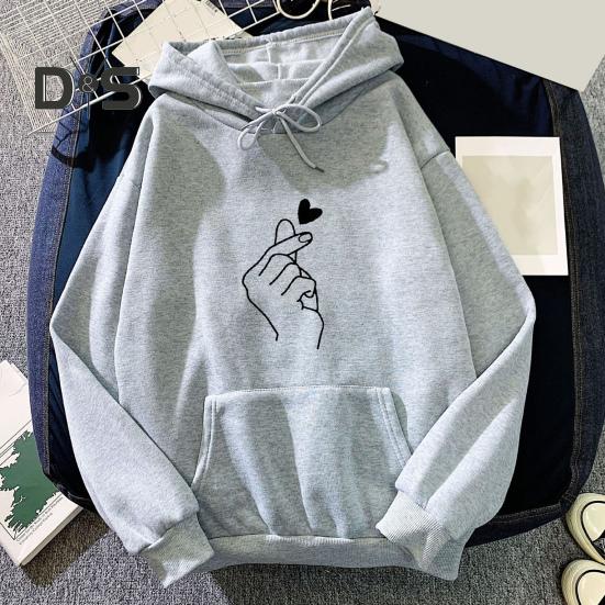 Unisex podzimní zimní mikina s kapucí elastický manžetový lem volná nášivka kapsa tlustý plyš volný jednobarevný potištěný top s kapucí