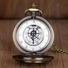 10pcs/lot Vintage Full Metal Alchemist Quartz Pocket Watches Necklace Pendant Clock Chain Gifts for Men Women