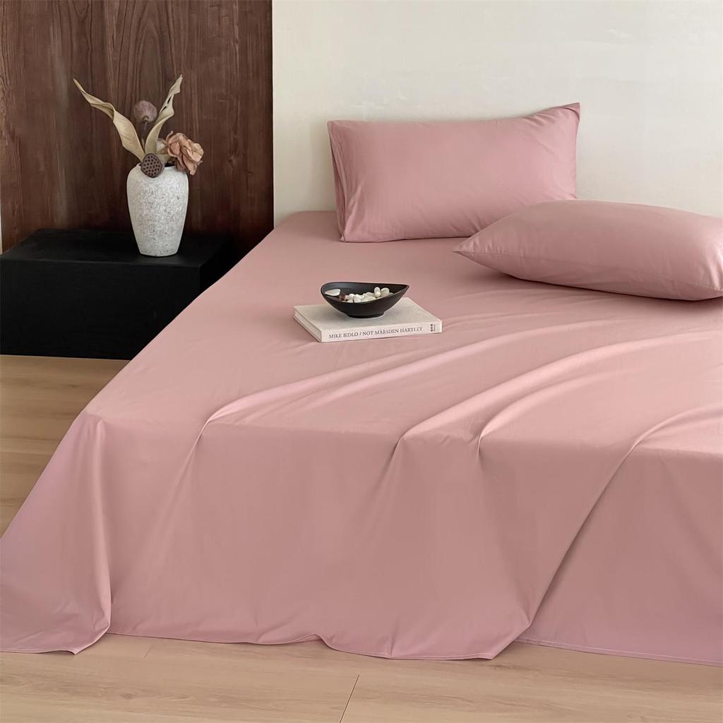 Simple Style Solid Color Washed Cotton Bed Sheet - Pure Cotton, Yarn-Dyed, Single Piece for Dormitory Use