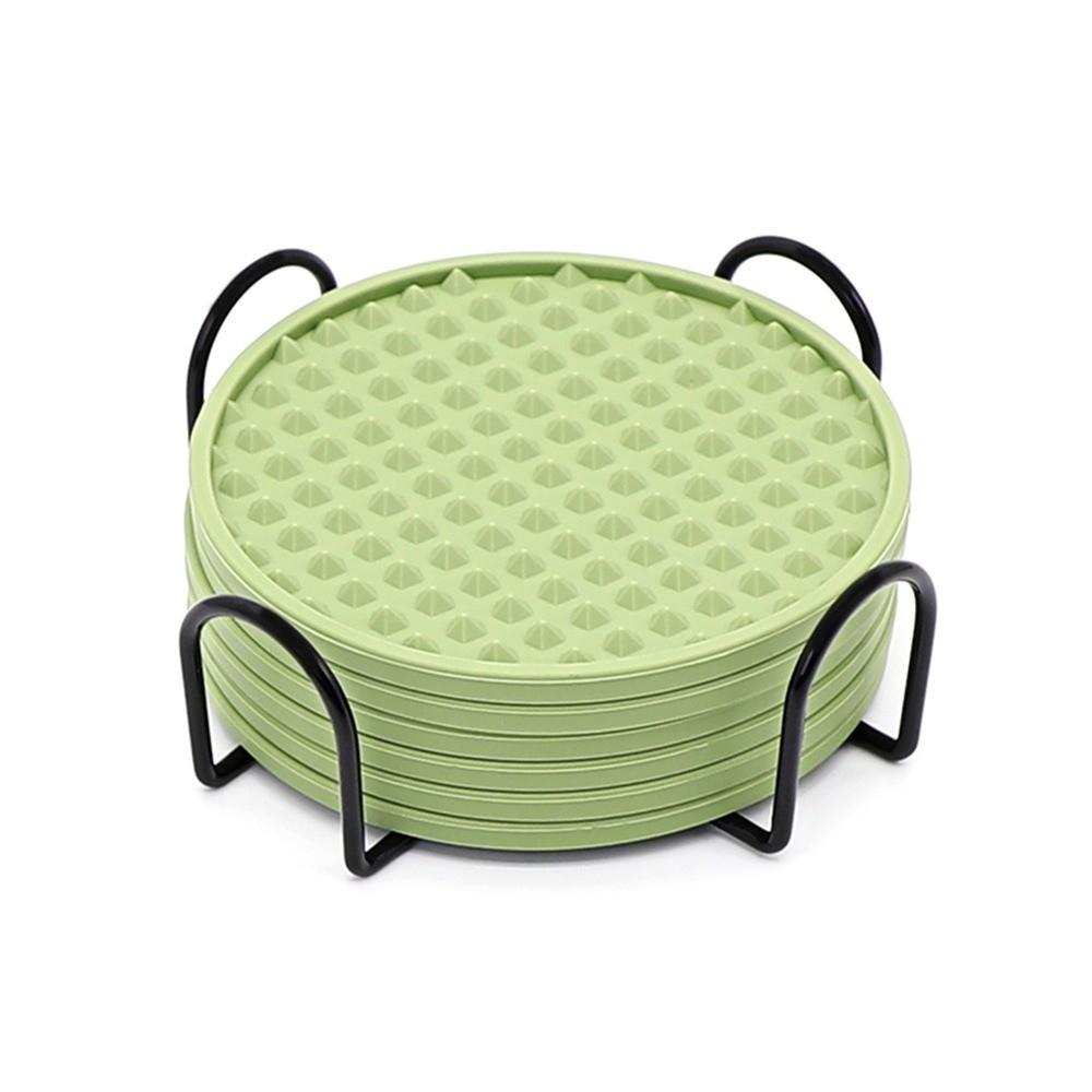 6 STÜCK Hitzebeständige Silikon-Untersetzer mit Halterung Verbrühschutz Möbelschutz Tassen- und Geschirrtrockenmatte Dekorativ