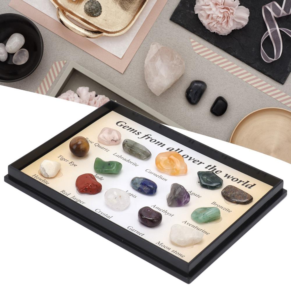 multi-color natural mineral texture mini crystal collection stones  cabinet mineral specimen layout