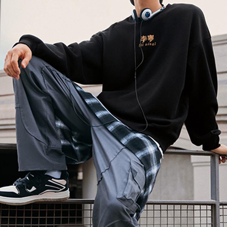 Li Ning Sports Lifestyle Series American Vintage Minimalist Letter Print Pullover Warm Casual Long Sleeve Crew Neck Sweatshirt AWDU925-5