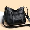 WTEMPO Soft Washed PU Leather Crossbody Bag Multi Zipper Adjustable Wide Strap Large Capacity Shoulder Messenger Bag for Women Daily Use