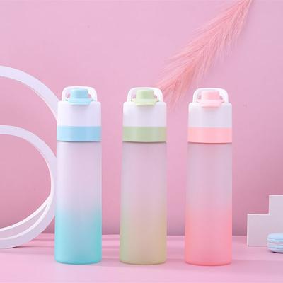 Water Bottle Macaron Gradual Change Spray Sports Kettle Matte Portable Large Capacity Cooling Replenishment Plastic Cup Can Be Printed