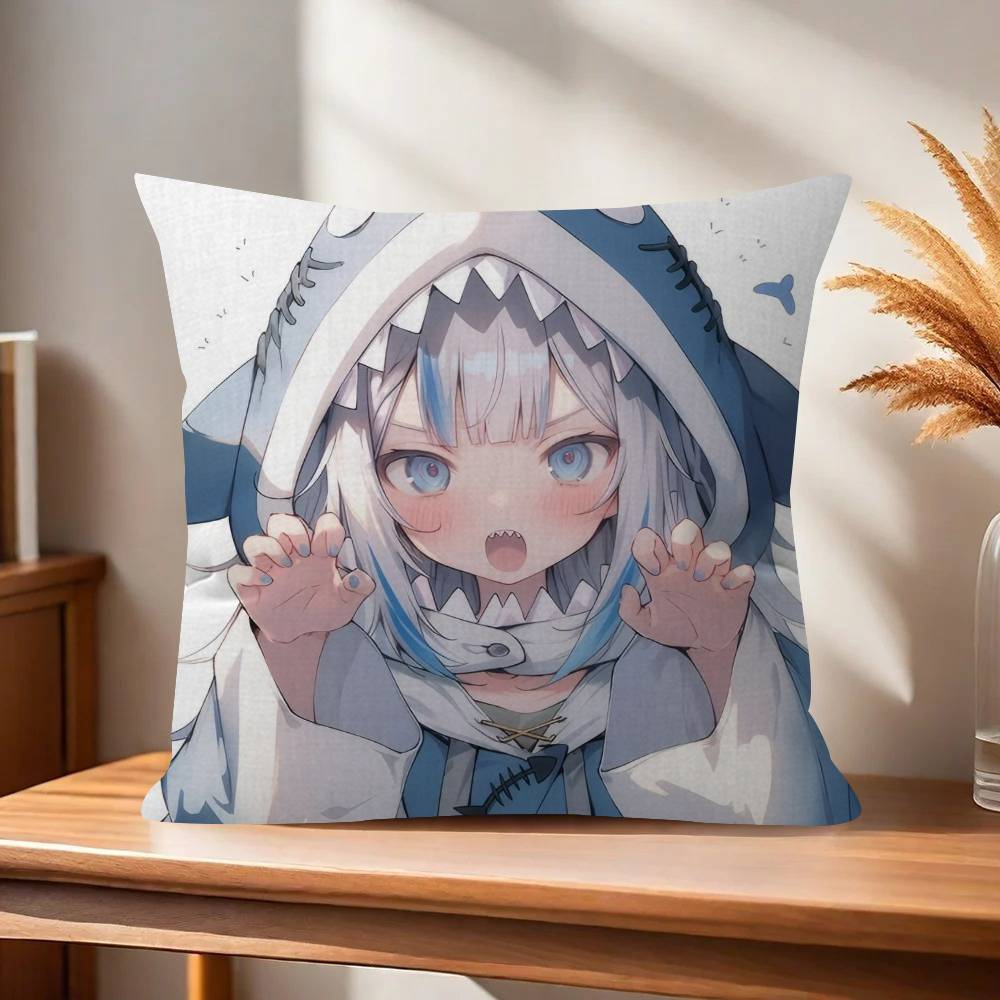 Anime Gawr cute Gura  Pillow Anime Pillow Sofa Bed Head Pillow Cover Cushion Cover Fashion