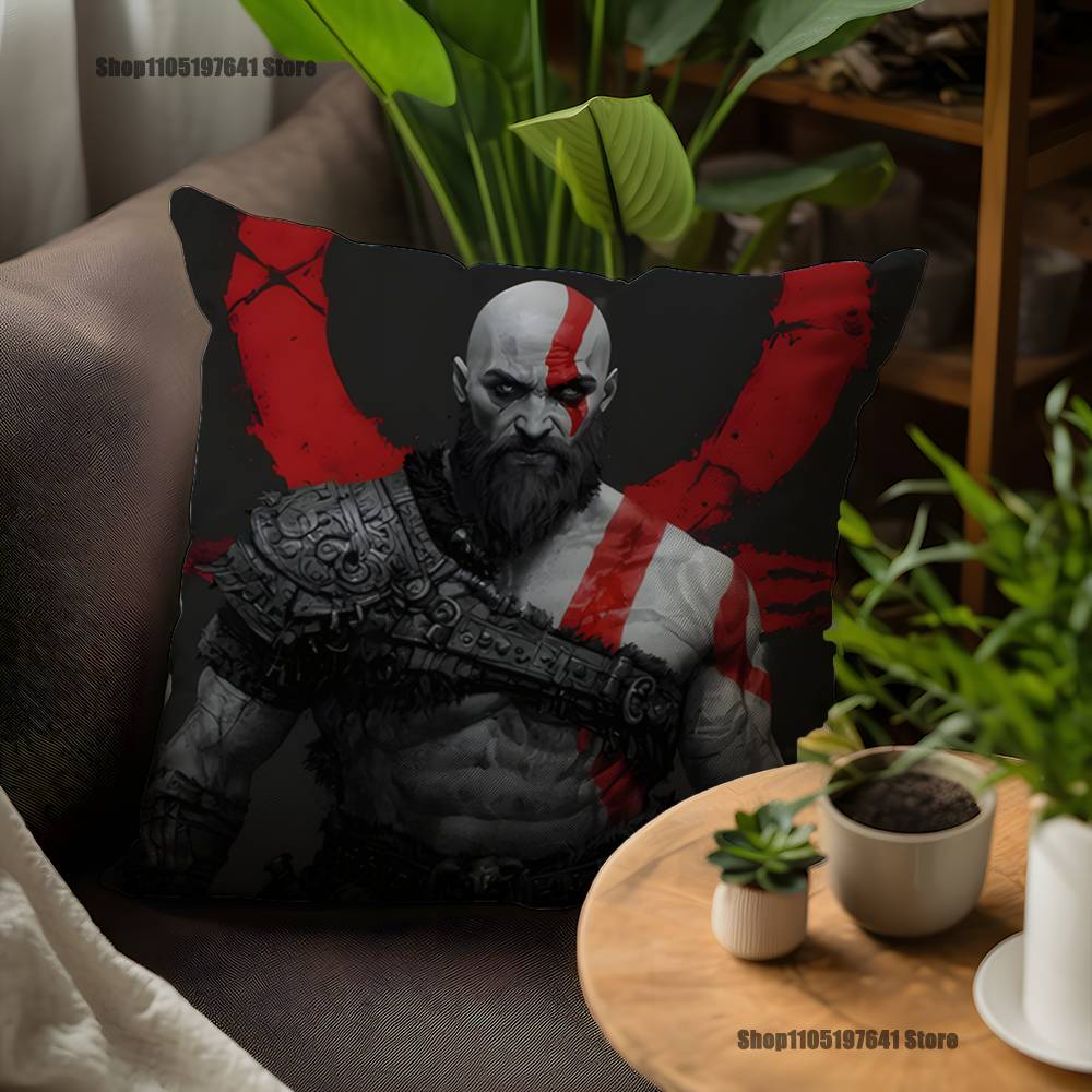 Game G-God Of W-War Kratos Pillow Case For Sofa Decor Car Office Room Printing Cushion Cover Decorations And Protector