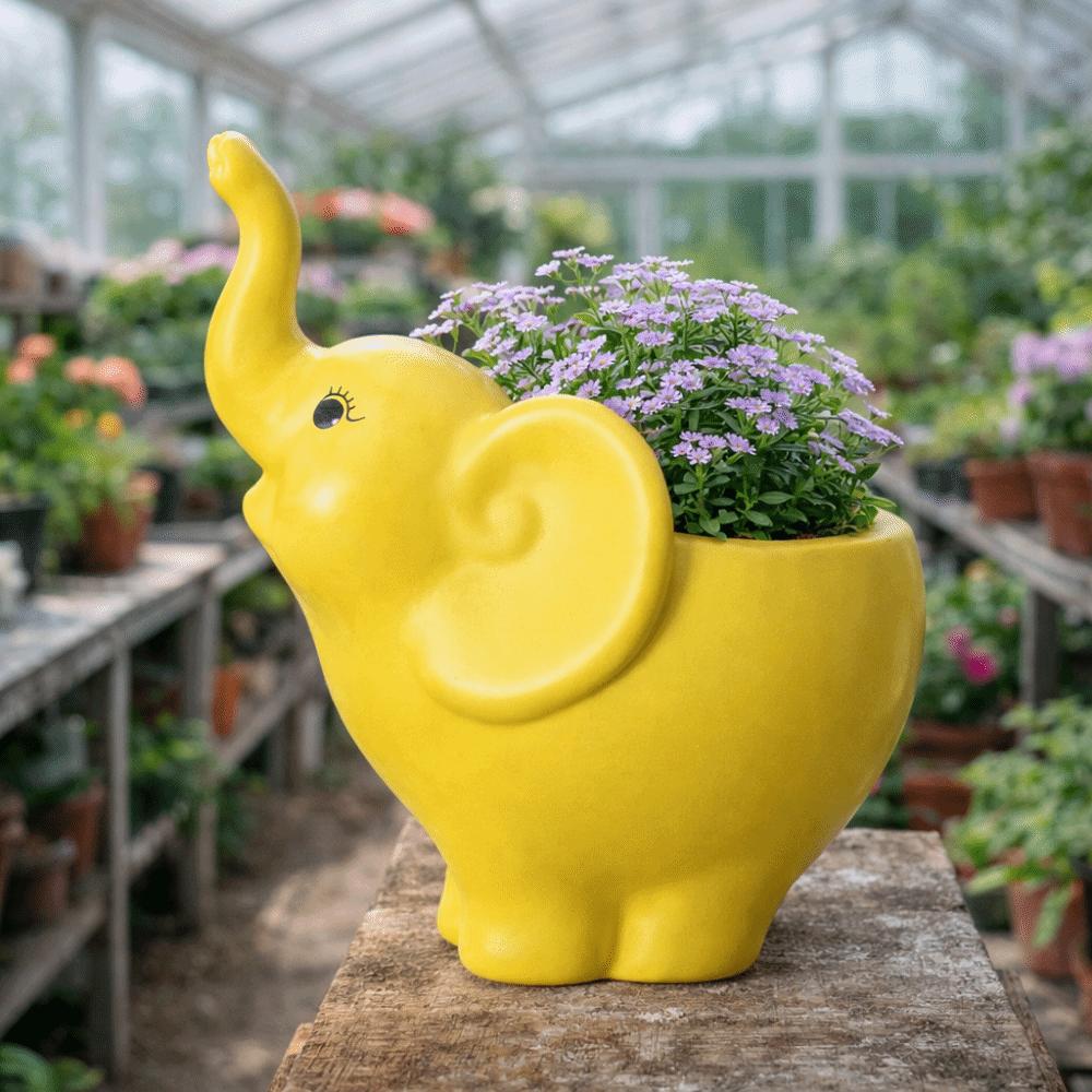 Elephant Shape Succulent Flower Pot Practical Bonsai Vase Elephant Vase  Desktop Ornament
