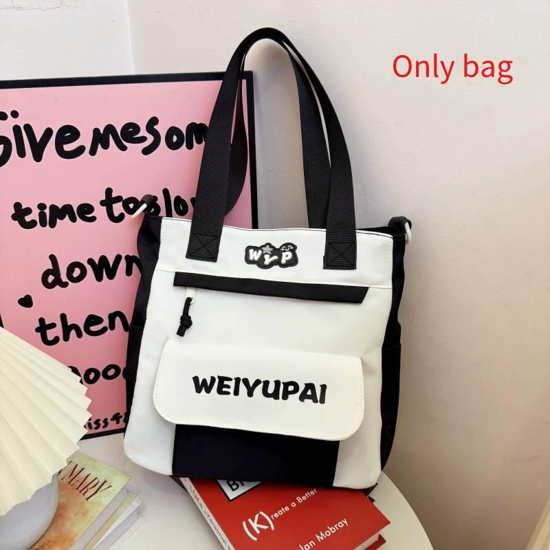 Blocked Color Simple Letter Print Student Backpack Shoulder Bag Set For School