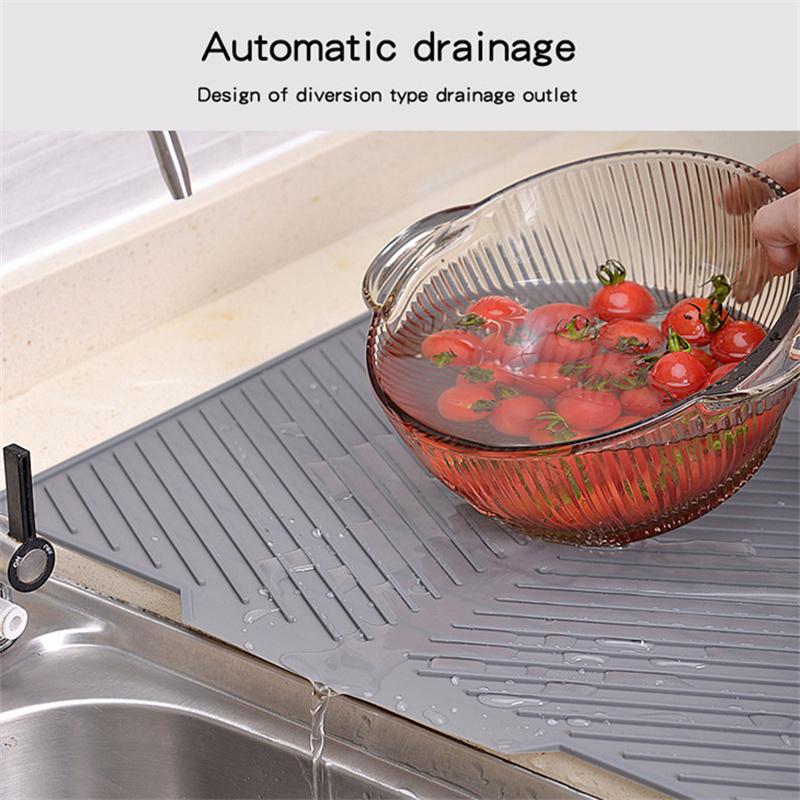 Silicone Draining Board Mat Drying Pad Non-Slip Mats With Raised Edges Countertop Mats For Pot Cup Dish Kitchen Utensils