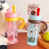 Cartoon Cute Large-Capacity Straw Cup Clear with Handle Water Cup Water Bottle Gifts