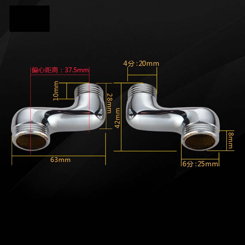 Torneira de chuveiro de cobre com pé curvo angulado, canto estendido com parafuso excêntrico, acessórios para torneira de banheira