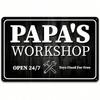 Papa's Workshop Vintage Metal Sign 12x8 Inch Garage Decor for Men Tool Wall Art Man Cave Gift