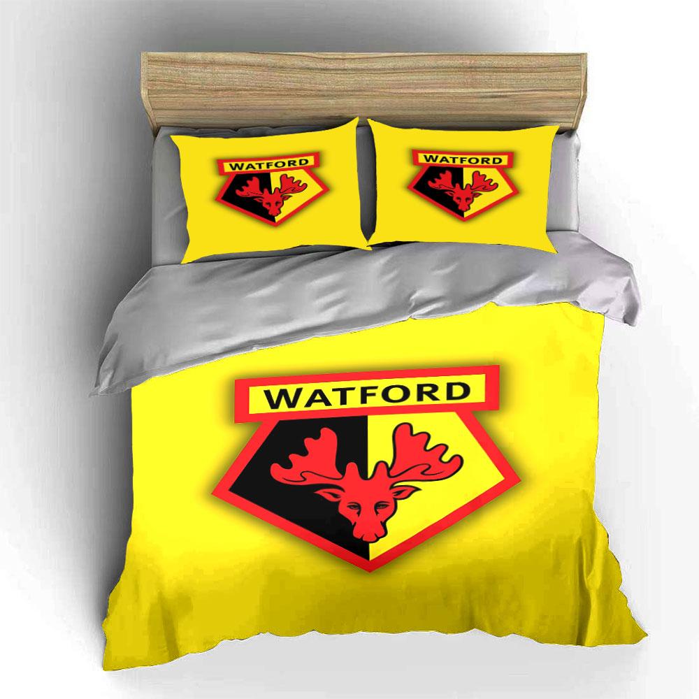 Watford FC Logo Bettwäscheset Bettwäsche Bettbezugset Bettbezug Kissenbezüge (1 * Bettbezug 2 * Kissenbezüge, ohne Bettdecke)