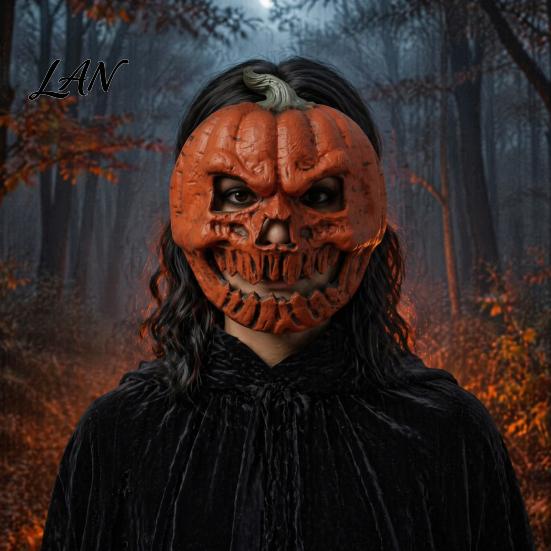 Creepy Pumpkin Skeleton Masque Scary Halloween for Adults, Horror Full Face Cosplay Skull Costume, Foam Party Prop Breathable