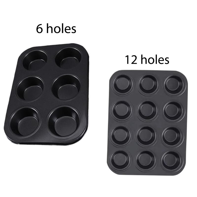 6 or12 Cups Nonstick Muffin and Cupcake Pan, Brownie Cake Pan, Carbon Steel bakeware for Oven Baking Gray