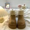 Platform Women's Snow Ankle Boots Suede Mid Heel Cotton Shoes Short Plush Warm Boots Trendy Winter Casual Boots