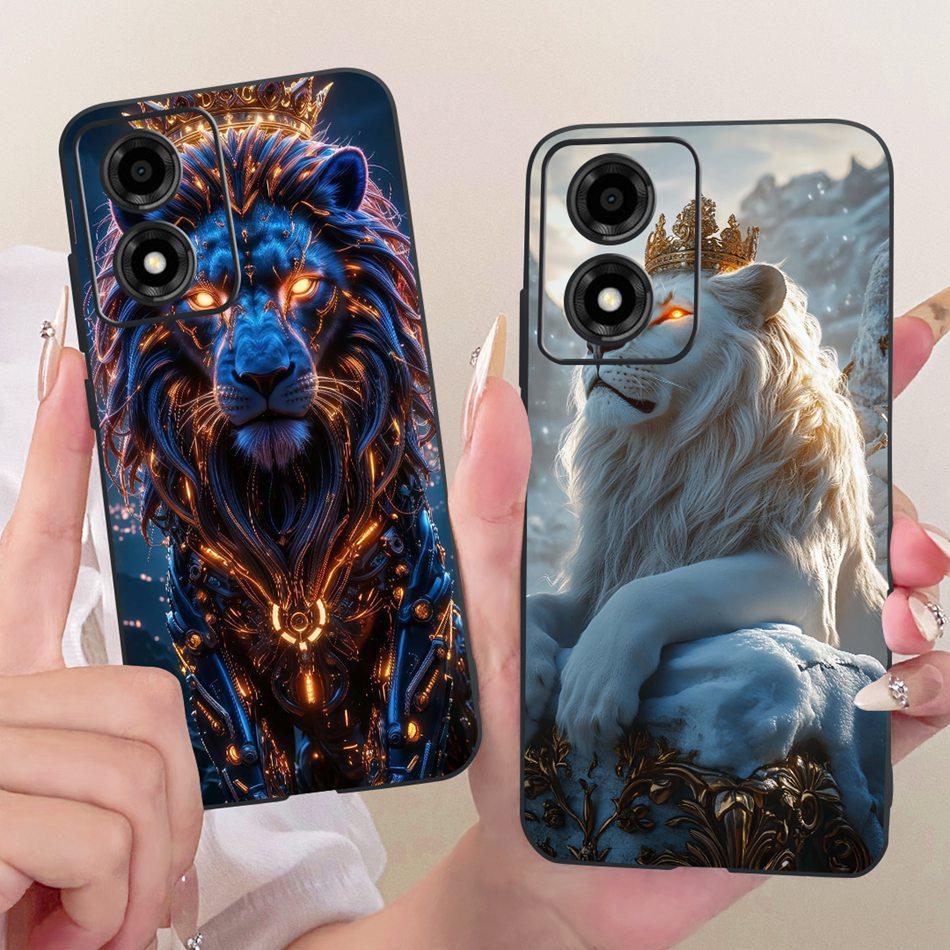 Pour Motorola Moto E14 Coque de téléphone motif Dragon Tigre Cool Pour Moto E14 Pare-chocs Souples en Silicone Noir