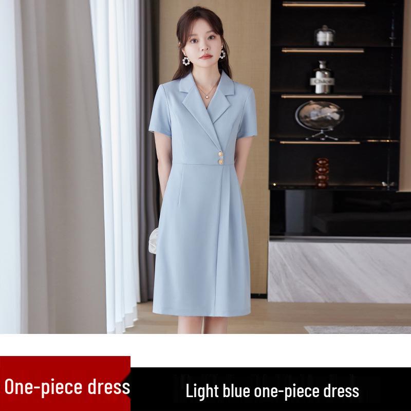 Premium Black Suit Dress for Women - Spring/Autumn Professional Goddess Style Salon Workwear