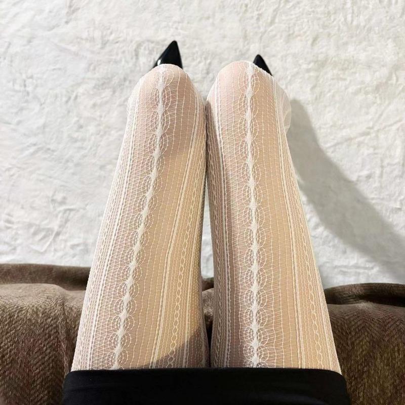 Women's Sexy Tights Retro Striped Stockings Tight Hollow Pantyhose Super Elastic Spring Autumn Leggings Pantyhose