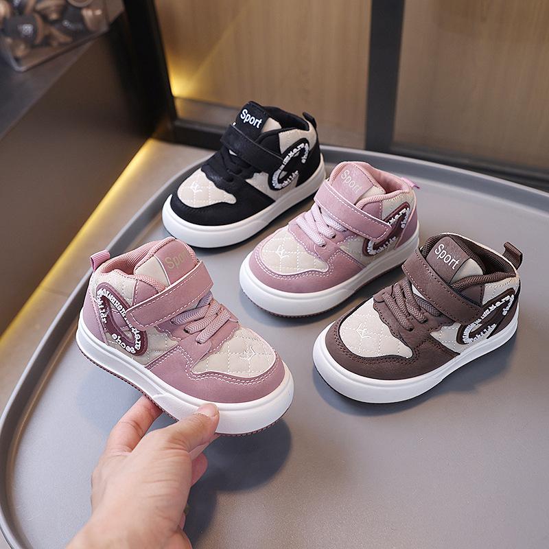 Children's sports shoes 2025 spring and autumn new boys high-top casual shoes children's college wind board shoes baby girl shoes