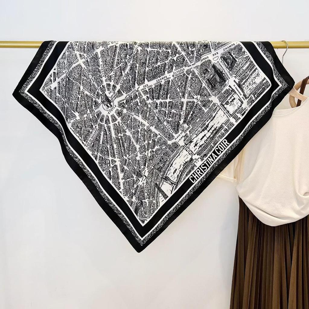 High-End Retro Korean-Style Silk Square Scarf: Versatile Fashion Accessory for Women