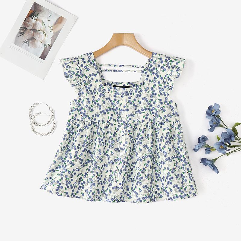ZANZEA Women Casual Square Collar Cap Sleeve Summer Floral Blouse