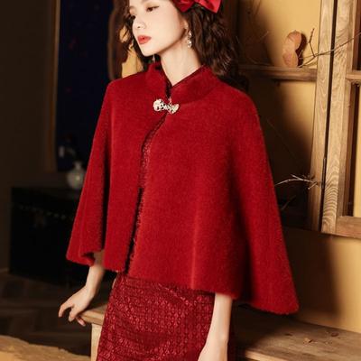 Outer Cloak Shawl for Young Women Autumn and Winter Short Style Cape Female Solid Knitted Sweater