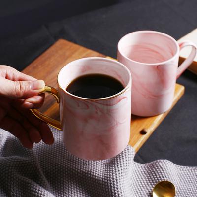 380 Ml Marble Inlaid with Gold Ceramic Coffee Cups Milk Drinking CUPS Office Gifts