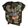 Plus Size Damska koszulka z krótkim rękawem 3D z nadrukiem świątecznym T-shirtowa bluzka