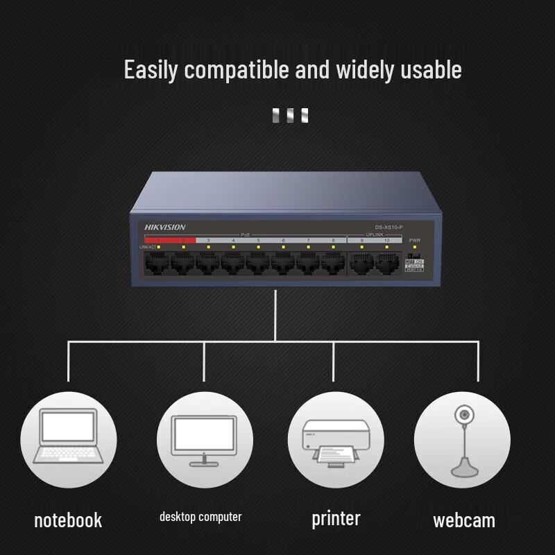 HIKVISION 10-Port 100Mbps Unmanaged PoE Switch