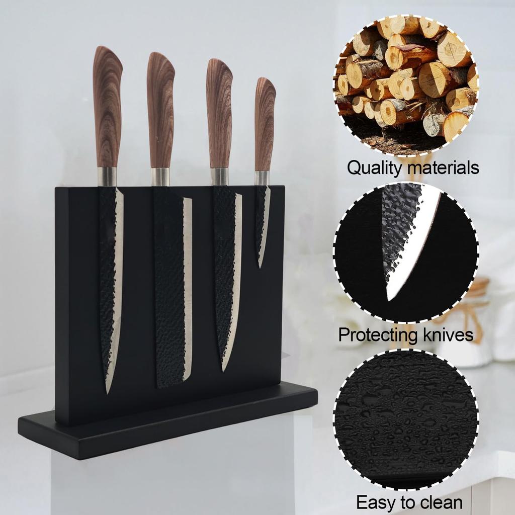 Resafy Magnetic Knife Block Strong Magnetic Wooden Knife Magnetic Knife Metal Storage Wooden Knife Knife Resafy Magnetic Knife Block Holder Magnetic