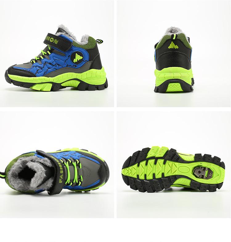 Warm Boys' Winter Snow Boots with Plus Velvet, Thickened for Northeast Weather, Suitable for Big Kids.