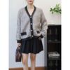 Autumn and winter new contrasting color temperament sweater jacket design sense loose knitted cardigan women