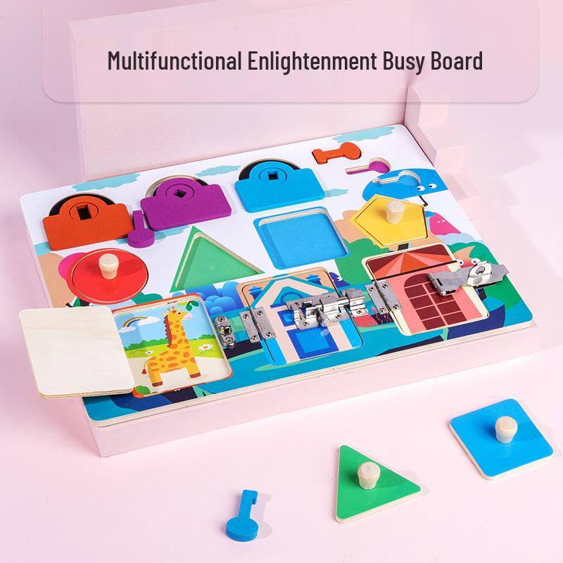 Montessori Busy Board: Early Education Toy for Shape, Color Recognition & Intelligence Training