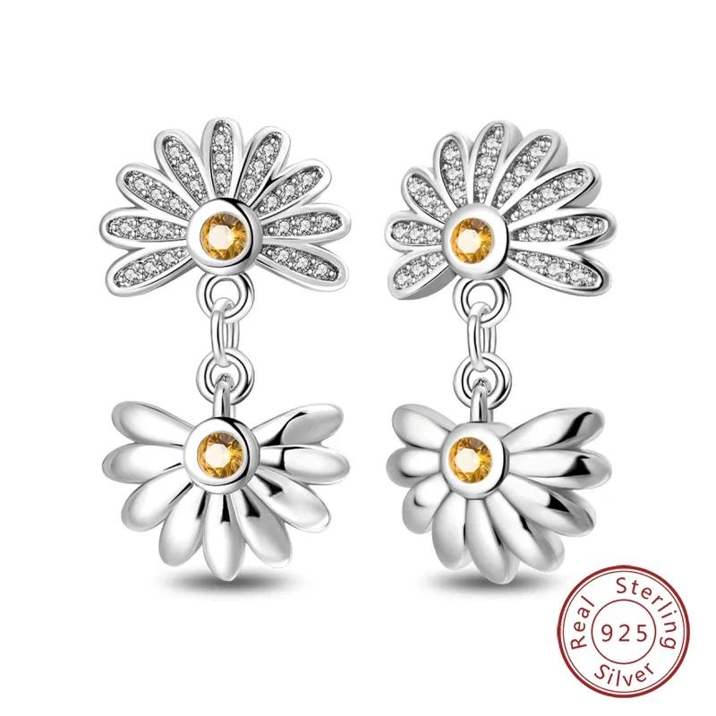 New 925 Silver Bee Butterfly Pink Lily Lotus Earrings for Women Cherry Apple Strawberry Ear Studs Elegant Party Jewelry