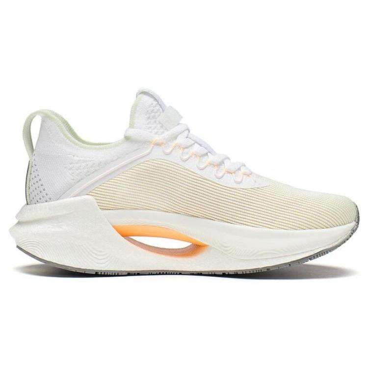 New LiNing Jueying Essential Durable Breathable Low Top Running Shoes Women's White Yellow ARRT008-2
