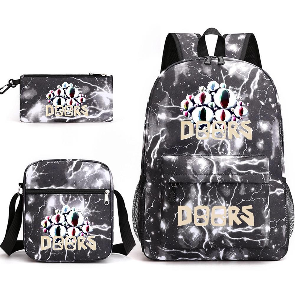 X Three-piece Schoolbag Printed Breathable Practical Backpack Large Capacity Oxford Bag