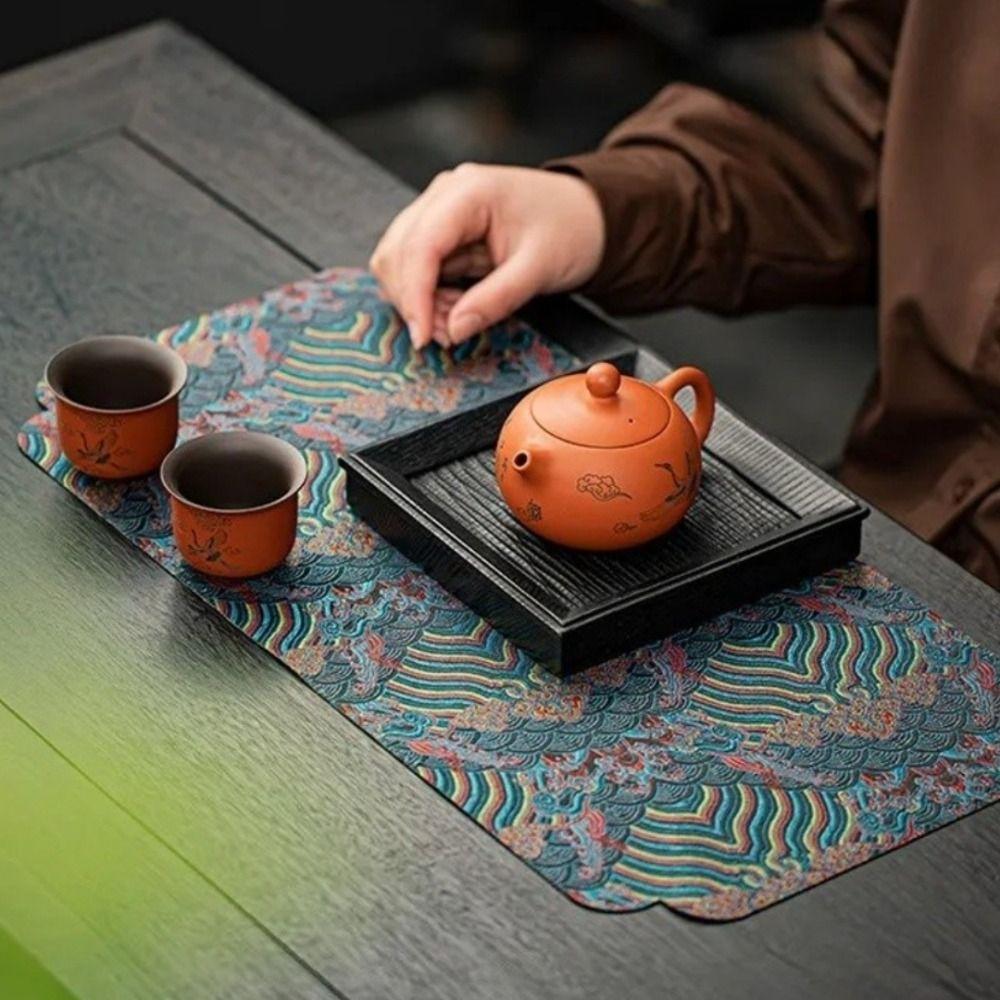 Double-Sided Brocade Traditional Coaster Chinese Zen Dining Table Decoration New Tea Mat