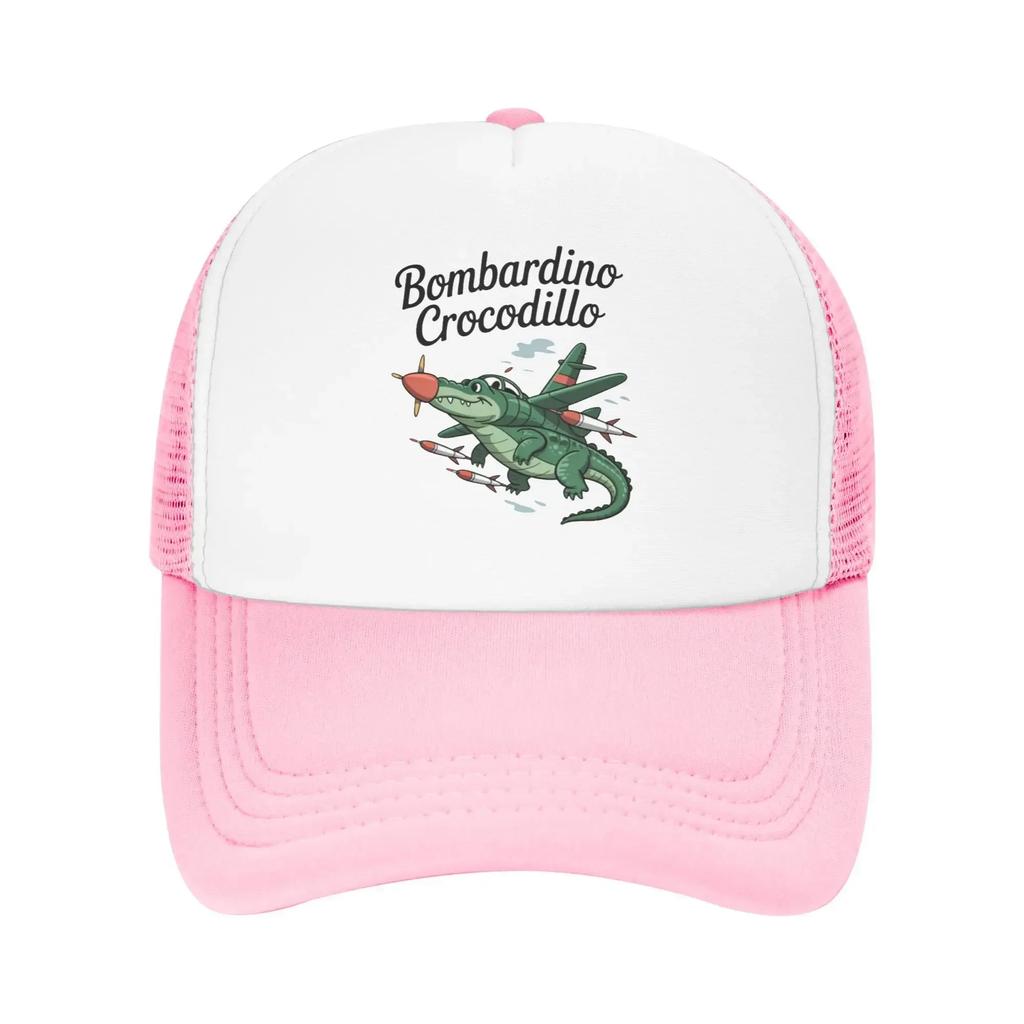 Bombardino Crocodillo Italienisch Cartoonhaft Gehirnfäule Reise Netz Baseballkappen Für Damen Personalisierte Männliche Strand Sonnenschutzmützen