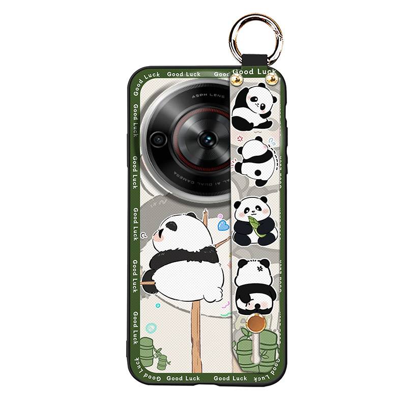 Wrist Strap Durable Phone Case For ZTE Blade A75 5G/Nubia Focus 5G/Calf 5G Cute Fashion Design Panda Soft case Silicone