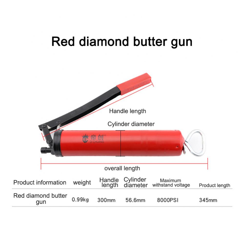 Double Zinc Pump Butter Gun Oiling Tool Dichuang Red Diamond Grease Gun Car Repair Oiling Tool Double Lever Manual