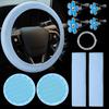 10Pcs Car Accessories Set Steering Wheel Cover Safety Shoulder Clip Cup Holder Start Button Clip Air Vent Flower Decor Covers