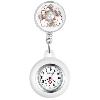 Lancardo Krankenschwesteruhr, Silikon-Clip-Uhr für Krankenschwestern: Dehnbares Perlen- und Blumen-Design, Analoge Taschenuhr für Damen - Perfektes Geschenk für