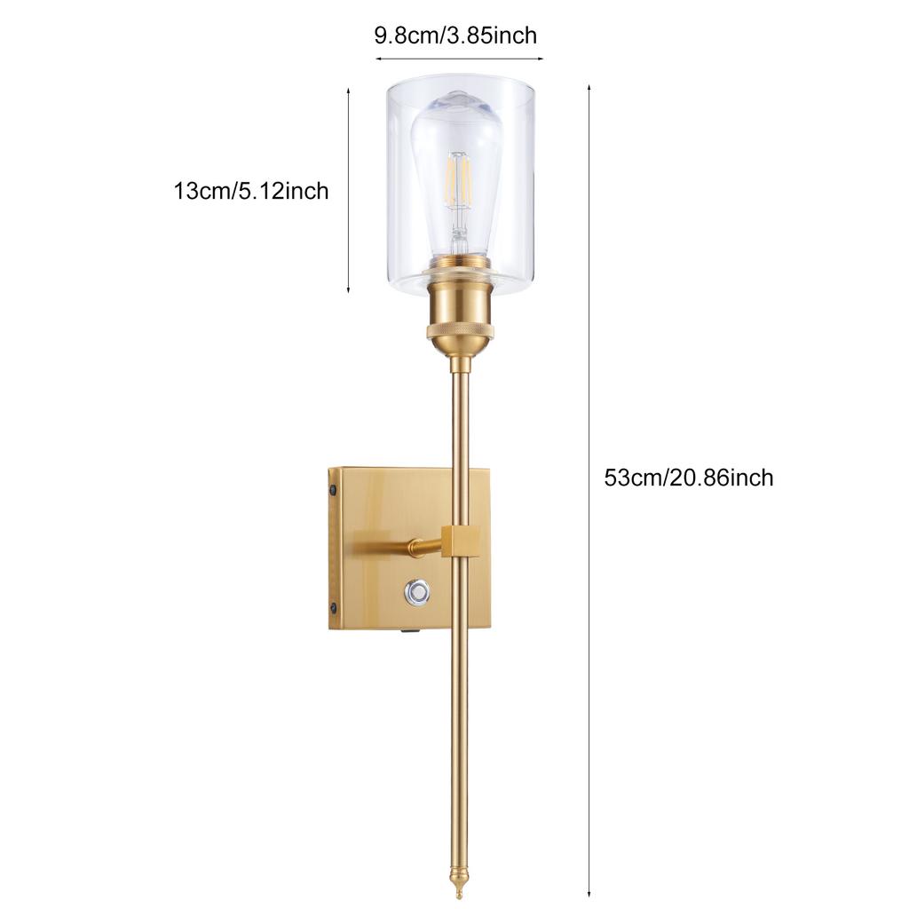 Luxury Gold Wall Light Touch Control Dimmable LED Wall Sconce Rechargeable Wall Lamp with 3000K