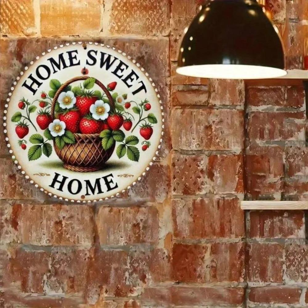 Decorazione Murale Metallica Vintage Arte Floreale Fragola Realistica Decorazione Dolce Casa Cucina