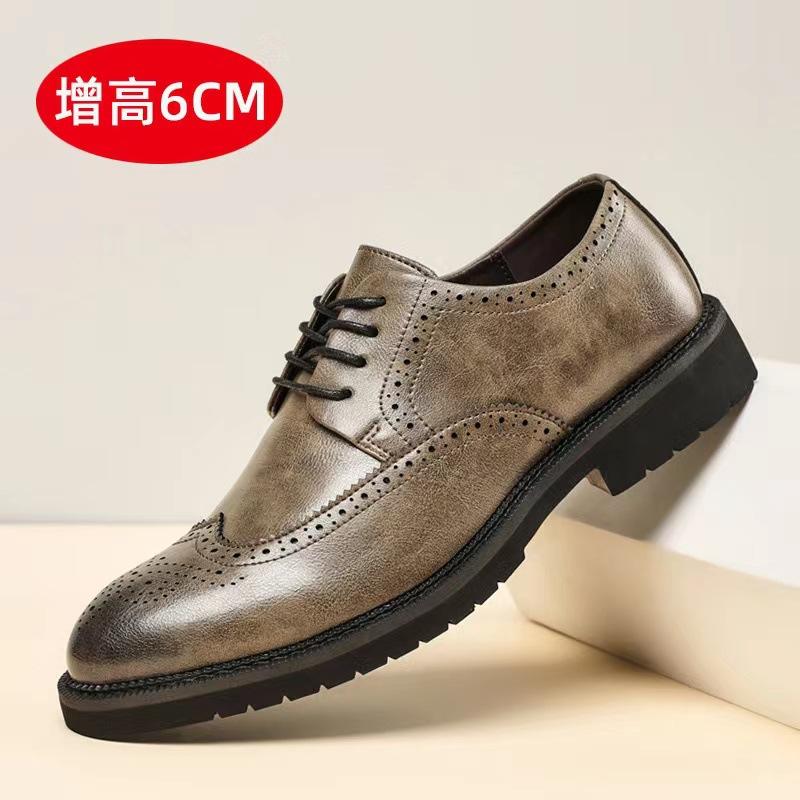 

Autumn engraved block leather men s shoes 2024 new heightening business dress leather shoes men s British wedding shoes 46