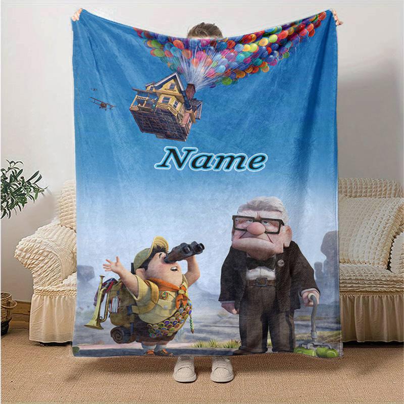 Custom 1pc Adventure Balloons Flags. Blanket, Soft And Comfortable Blanket, Casual Warm, Camping Travel Blanket, Birthday Gift Q910316