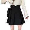 2024 Neuer Koreanischer Stil Damen Schwarzer Plissierter A-Linien Hohe Taille Midi-Rock